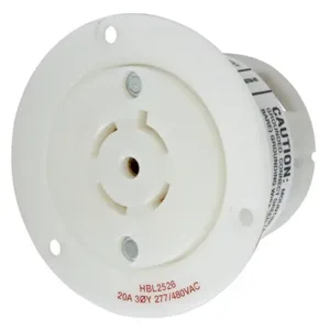 HUBBELL WIRING DEVICE-KELLEMS HBL2526 Flanged Receptacle, 20A, 277/480VAC, 4-Pole, 5-Wire Grounding | BC8PVX