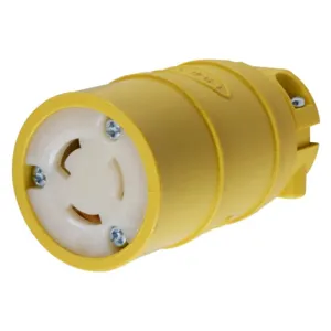 HUBBELL WIRING DEVICE-KELLEMS HBL2547 Connector, 15A, 125V, 2 Pole, 3 Wire Grounding, Dust Tight, Yellow | AC8PWW 3D060