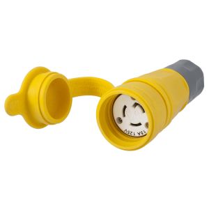 HUBBELL WIRING DEVICE-KELLEMS HBL25W47A Connector, 15A, 125VAC, 2 Pole, 3 Wire, Thermoplastic Elastomer, Yellow | AH8XMC 39AW29