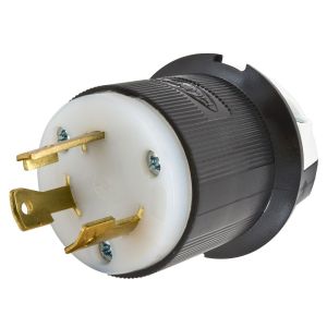 HUBBELL WIRING DEVICE-KELLEMS HBL2601 Plug, 30A, 2 Pole, 3 Wire, 240VAC, Line To Neutral, Black And White, Nylon | BD3YRY