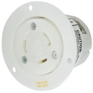 HUBBELL WIRING DEVICE-KELLEMS HBL2616 Flanged Receptacle, 30A, 125VAC, 2-Pole, 3-Wire Grounding | AC8PXB 3D073