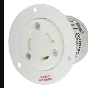 HUBBELL WIRING DEVICE-KELLEMS HBL2646 Flanged Receptacle, 30A, 480VAC, 2-Pole, 3-Wire Grounding | AC8QKL 3D632