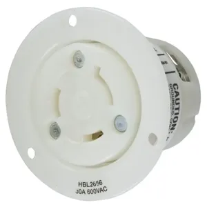 HUBBELL WIRING DEVICE-KELLEMS HBL2656 Flanged Receptacle, 30A, 600VAC, 2-Pole, 3-Wire Grounding | BD4CND