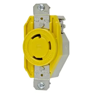 HUBBELL WIRING DEVICE-KELLEMS HBL26CM10 Single Flush Receptacle, 30A, 125VAC, 2-Pole, 3-Wire Grounding | BC7VBT