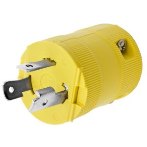 HUBBELL WIRING DEVICE-KELLEMS HBL26CM11V Plug, 30A, 125VAC, 2 Pole, 3 Wire Grounding, Yellow, Nylon | CE6RXT