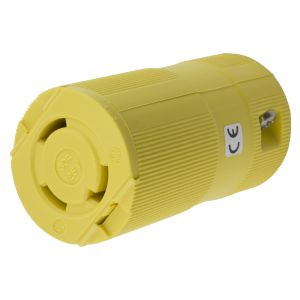 HUBBELL WIRING DEVICE-KELLEMS HBL26CM13V Connector, 30A, 125VAC, 2 Pole, 3 Wire Grounding, Yellow, Nylon | CE6RXU