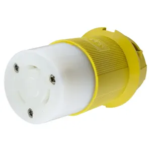 HUBBELL WIRING DEVICE-KELLEMS HBL26CM23 Connector, 30A, 250VAC, 2 Pole, 3 Wire Grounding, Yellow, Nylon | BC9FZL