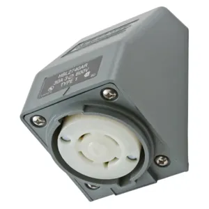 HUBBELL WIRING DEVICE-KELLEMS HBL2740AR Angled Receptacle, One Gang, 30A, 3-Phase, Delta, 600VAC, 3-Pole | BD4XGK