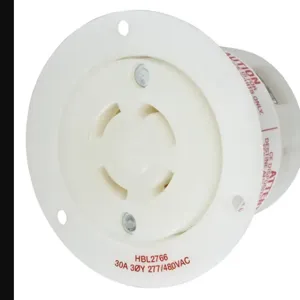 HUBBELL WIRING DEVICE-KELLEMS HBL2766 Flanged Receptacle, 30A, 3-Phase, 277/480VAC, 4-Pole, 4-Wire Non- Grounding | AC8QKV 3D646