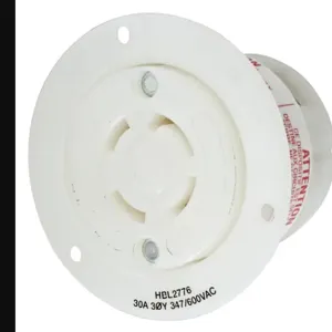 HUBBELL WIRING DEVICE-KELLEMS HBL2776 Flanged Receptacle, 30A, 3-Phase, 347/600VAC, 4-Pole, 4-Wire Non- Grounding | BC8RKA