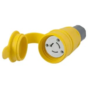 HUBBELL WIRING DEVICE-KELLEMS HBL27W08 Connector, 20A, 125/250VAC, 3 Pole, 3 Wire, Thermoplastic Elastomer, Yellow | AH8XPM 39AW84