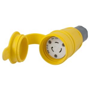 HUBBELL WIRING DEVICE-KELLEMS HBL27W47 Connector, 20A, 125V, 2 Pole, 3 Wire, Thermoplastic Elastomer, Yellow | AH8XMN 39AW39