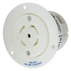 HUBBELL WIRING DEVICE-KELLEMS HBL2816 Flanged Receptacle, 30A, 120/208VAC, 4-Pole, 5 Wire Grounding | AC8PYE 3D104