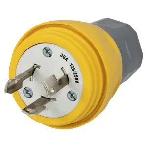 HUBBELL WIRING DEVICE-KELLEMS HBL28W08 Plug, 30A, 125/250VAC, 3 Pole, 3 Wire, Thermoplastic Elastomer, Yellow | AH8XPQ 39AW87