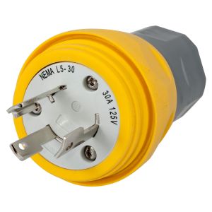 HUBBELL WIRING DEVICE-KELLEMS HBL28W47 Plug, 30A, 125V, 2 Pole, 3 Wire, Thermoplastic Elastomer, Yellow | AH8XMW 39AW46