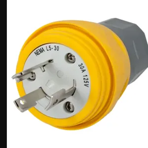 HUBBELL WIRING DEVICE-KELLEMS HBL28W47 Plug, 30A, 125V, 2 Pole, 3 Wire, Thermoplastic Elastomer, Yellow | AH8XMW 39AW46