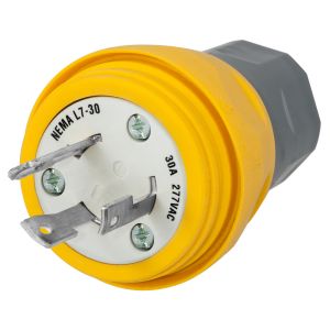 HUBBELL WIRING DEVICE-KELLEMS HBL28W49 Plug, 30A, 277VAC, 2 Pole, 3 Wire, Thermoplastic Elastomer, Yellow | AH8XMY 39AW48