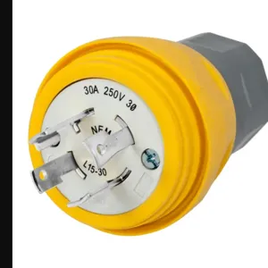 HUBBELL WIRING DEVICE-KELLEMS HBL28W75 Plug, 30A, 3 Phase, 250VAC, 3 Pole, 4 Wire, Thermoplastic Elastomer, Yellow | AH8XNA 39AW50