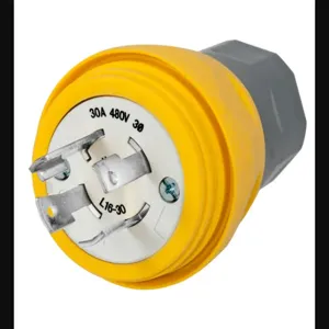 HUBBELL WIRING DEVICE-KELLEMS HBL28W76 Plug, 30A, 3 Phase, 480VAC, 3 Pole, 4 Wire, Thermoplastic Elastomer, Yellow | AH8XNB 39AW51