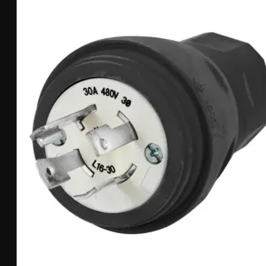 HUBBELL WIRING DEVICE-KELLEMS HBL28W76BK Plug, 30A, 3 Phase, 480VAC, 3 Pole, 4 Wire, Thermoplastic Elastomer, Black | AH8XQN 39AX09