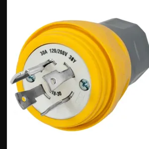 HUBBELL WIRING DEVICE-KELLEMS HBL28W78 Plug, 30A, 3 Phase, Wye, 120/208VAC, 4 Pole, 4 Wire, Yellow | AH8XPT 39AW89