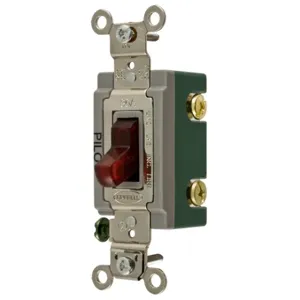 HUBBELL WIRING DEVICE-KELLEMS HBL3032PL Toggle Switch, Double Pole, 30A, 120/277VAC, Red | BD3AVZ