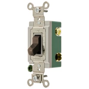 HUBBELL WIRING DEVICE-KELLEMS HBL3033 Toggle Switch, Three Way, 30A, 120/277VAC, Brown | AE7LER 5Z808