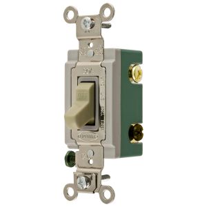 HUBBELL WIRING DEVICE-KELLEMS HBL3033I Toggle Switch, Three Way, 30A, 120/277VAC, Ivory | BC8DHM