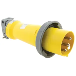 HUBBELL WIRING DEVICE-KELLEMS HBL316P4W Iec Pin And Sleeve Plug, Male, 16 A, 100 - 130 V, 2 Pole, Yellow | BC9AKC