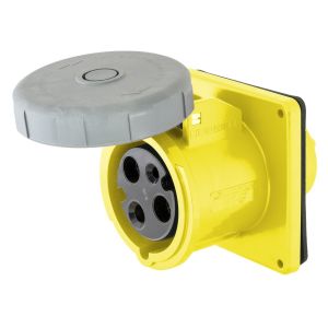 HUBBELL WIRING DEVICE-KELLEMS HBL320R4W Iec Pin And Sleeve Receptacle, Female, 20 A, 125 VAC, 2 Pole, Yellow | AE7LJK 5Z930