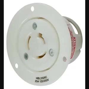 HUBBELL WIRING DEVICE-KELLEMS HBL3326C Flanged Receptacle, 30A, 125/250V, 3-Pole, 3-Wire Non Grounding | AC8PYH 3D108