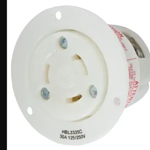 HUBBELL WIRING DEVICE-KELLEMS HBL3335C Flanged Receptacle, 30A, 250/250V, 3-Pole, 3-Wire Non Grounding | AC8PYN 3D113