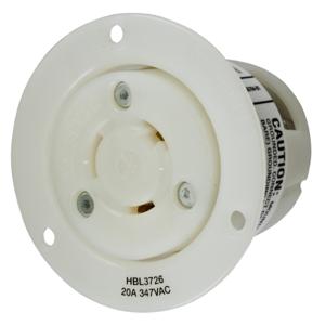 HUBBELL WIRING DEVICE-KELLEMS HBL3726 Flanged Receptacle, 20A, 347VAC, 2-Pole, 3-Wire Grounding | BD2JJB