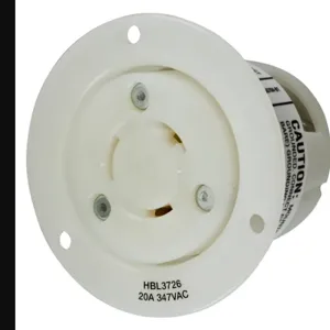 HUBBELL WIRING DEVICE-KELLEMS HBL3726 Flanged Receptacle, 20A, 347VAC, 2-Pole, 3-Wire Grounding | BD2JJB