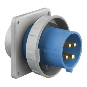 HUBBELL WIRING DEVICE-KELLEMS HBL420B9W Iec Pin And Sleeve Inlet, Male, 20 A, 250 VAC, 3 Pole, Blue | AB3TPM 1VCN3