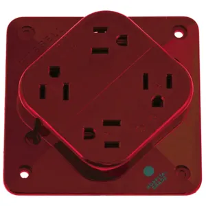 HUBBELL WIRING DEVICE-KELLEMS HBL415HR Receptacle, 4-Plex, 2-Pole, 3-Wire Grounding, 15A, 125V, Red | BC8PWA