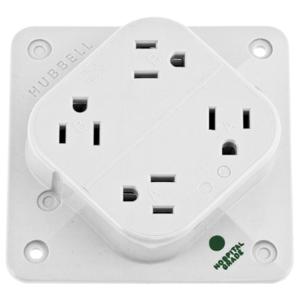 HUBBELL WIRING DEVICE-KELLEMS HBL415HW Receptacle, 4-Plex, 2-Pole, 3-Wire Grounding, 15A, 125V, White | BC8AUV
