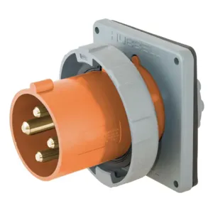 HUBBELL WIRING DEVICE-KELLEMS HBL460B12W Iec Pin And Sleeve Inlet, Male, 60 A, 125 - 250 V, 3 Pole, Orange | AC8QAE 3D154