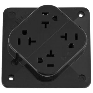 HUBBELL WIRING DEVICE-KELLEMS HBL420BK Straight Blade Receptacle, 2-P 3-W Grounding, 20A 125V, 5- 20R, Black, 1 Pk | AC8QLY 3D757