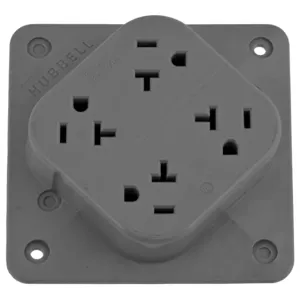 HUBBELL WIRING DEVICE-KELLEMS HBL420GY Straight Blade Receptacle, 2-P 3-W Grounding, 20A 125V, 5- 20R, Gray, 1 Pk | BC8TFW