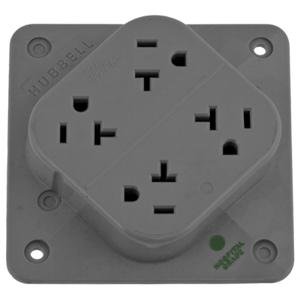 HUBBELL WIRING DEVICE-KELLEMS HBL420HGY Receptacle, Hospital Grade, Quad, Flush Mount, 20A, 125V AC, Gray | BD2LPN 52HF29