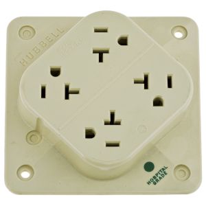 HUBBELL WIRING DEVICE-KELLEMS HBL420HI Receptacle, 4-Plex, 2-Pole, 3-Wire Grounding, 20A, 125V, Ivory | AE7ZGC 6C567