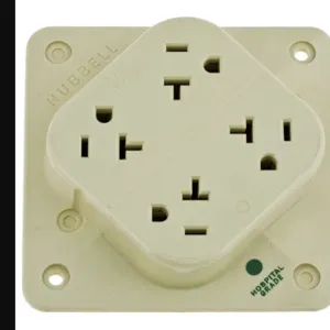 HUBBELL WIRING DEVICE-KELLEMS HBL420HI Receptacle, 4-Plex, 2-Pole, 3-Wire Grounding, 20A, 125V, Ivory | AE7ZGC 6C567