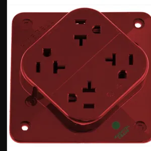 HUBBELL WIRING DEVICE-KELLEMS HBL420HR Receptacle, 4-Plex, 2-Pole, 3-Wire Grounding, 20A, 125V, Red | AC8QLZ 3D760