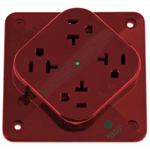 HUBBELL WIRING DEVICE-KELLEMS HBL420HRS Receptacle, 4-Plex, Surge Protected, 20A, 125V, 2-Pole, 3-Wire Grounding, Red | BD3ZTA