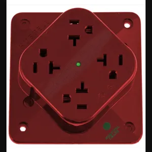 HUBBELL WIRING DEVICE-KELLEMS HBL420HRS Receptacle, 4-Plex, Surge Protected, 20A, 125V, 2-Pole, 3-Wire Grounding, Red | BD3ZTA