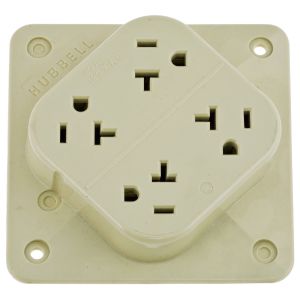 HUBBELL WIRING DEVICE-KELLEMS HBL420I Straight Blade Receptacle, 2-P 3-W Grounding, 20A 125V, 5- 20R, Ivory, 1 Pk | AE7ZGD 6C568