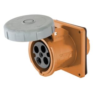 HUBBELL WIRING DEVICE-KELLEMS HBL420R12W Iec Pin And Sleeve Receptacle, Female, 20 A, 125 - 250 V, 3 Pole, Orange | AC8PZR 3D139