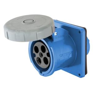 HUBBELL WIRING DEVICE-KELLEMS HBL420R9W Iec Pin And Sleeve Receptacle, Female, 20 A, 250 VAC, 3 Pole, Blue | AC8PZU 3D141