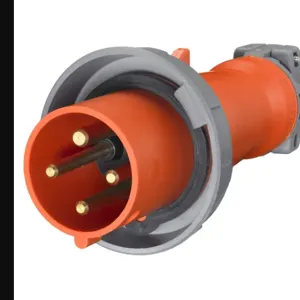 HUBBELL WIRING DEVICE-KELLEMS HBL420P12W Iec Pin And Sleeve Plug, 20 A, 125 - 250 V, Orange | AE7YYY 6C152